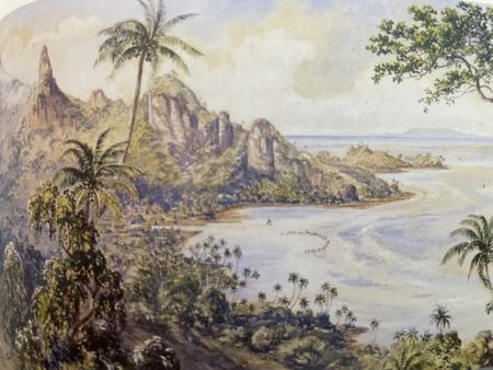 Bild ur boken "Den flygande kanoten". Constance Gordon Cummings 1878.